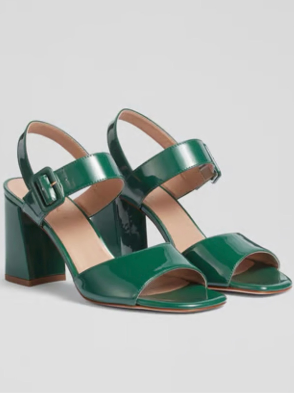 LKBennett Rae Patent Leather Sandals Evergreen Size 41